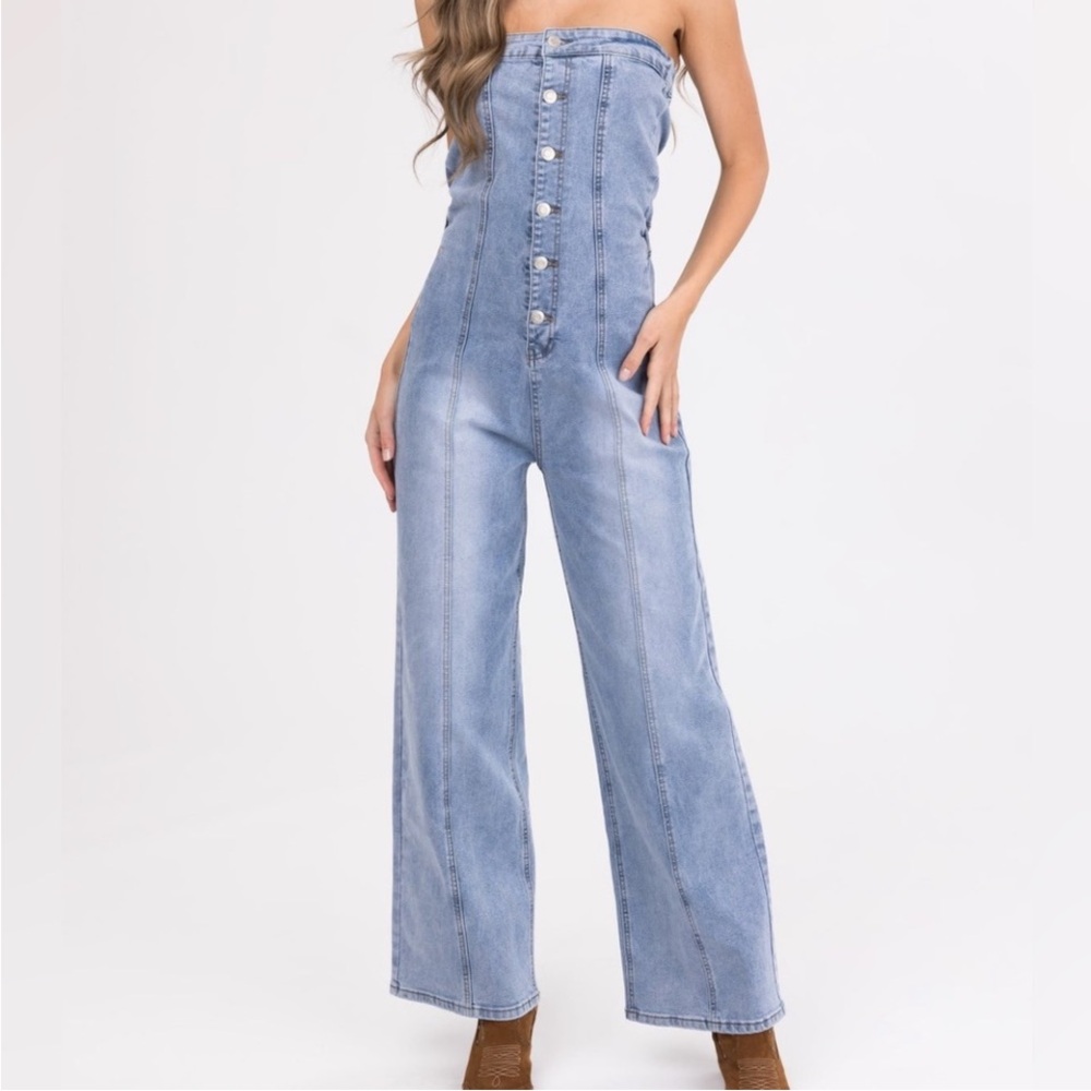 Stylish ANWND Blue Denim Jumpsuit
